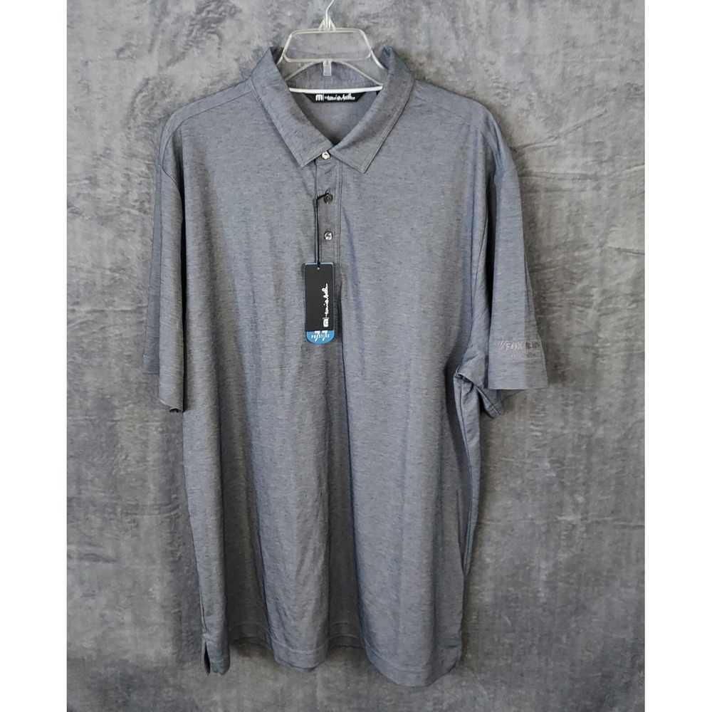 Travis Matthew Shirt Performance Golf Polo Men's Size XL Gray Fox Media Logo NWT